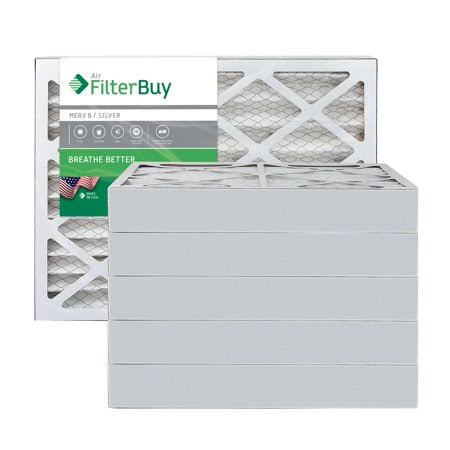Silver MERV 8 15x25x4 Pleated AC Furnace Air Filter, Pack of 6 R764350