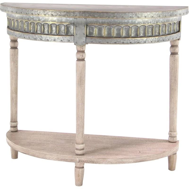 Beige Farmhouse Metal Console Table A15278