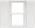White Vinyl Louver Shutters 1 Pair 15 Inch x 63 Inch O54769