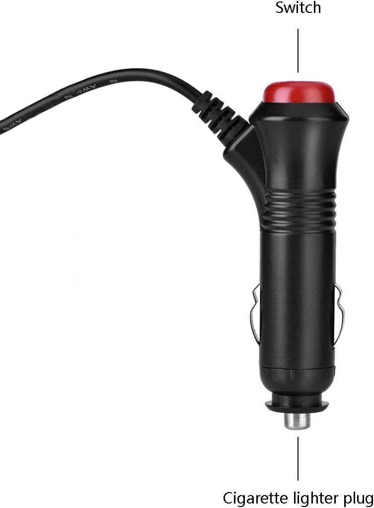 DC 5.5x2.1mm Car Charger 12V 24V Cigarette Lighter Power Supply Adapter Cable with Switch Button F8928