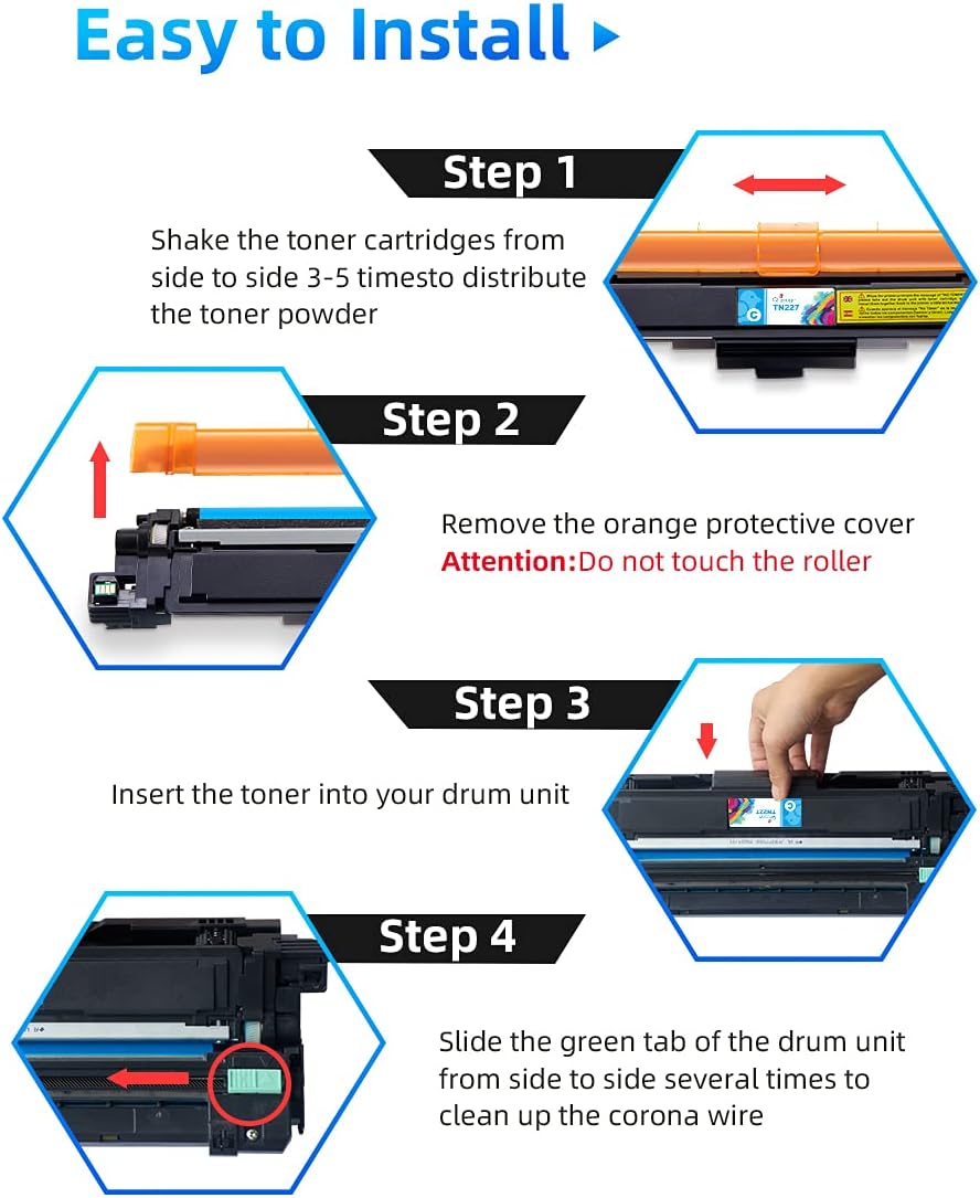 Toner Cartridge 4 Packs Black Cyan Magenta Yellow A233