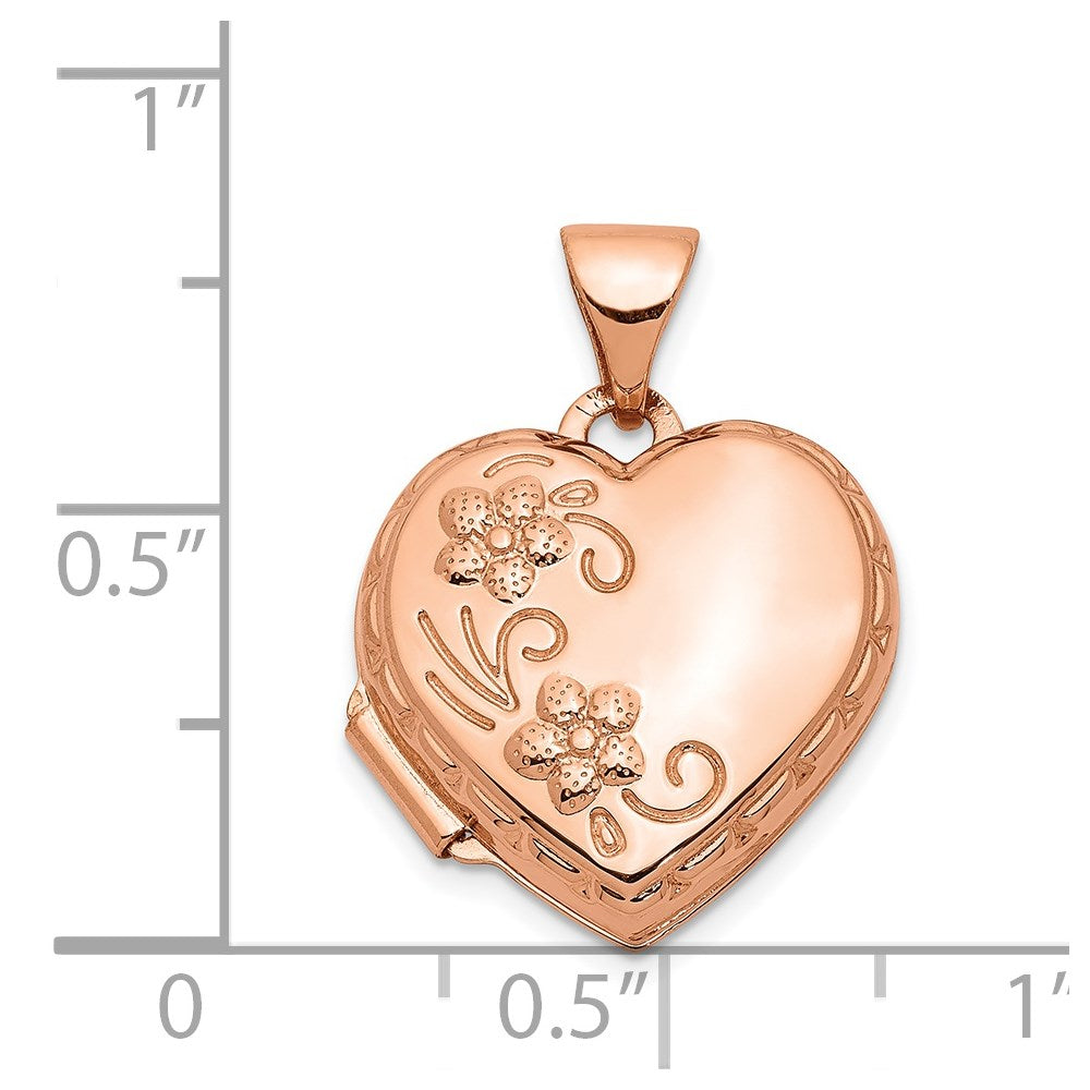 14K Rose Gold 15 mm Reversible Heart Locket Pendant C478932