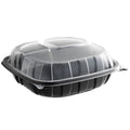 Black Base Clear Lid 3-Compartment Hinged Square Container R320048
