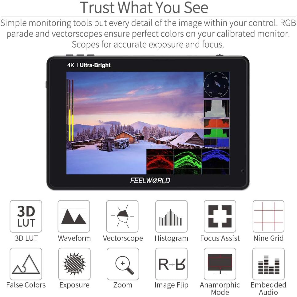 7 Inch 2200nit Touch Screen Camera Field Monitor with 4K HDMI Input X242395