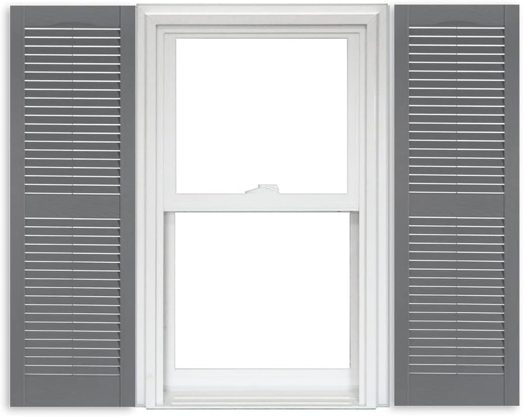 White Vinyl Louver Shutters 1 Pair 15 Inch x 63 Inch O54769