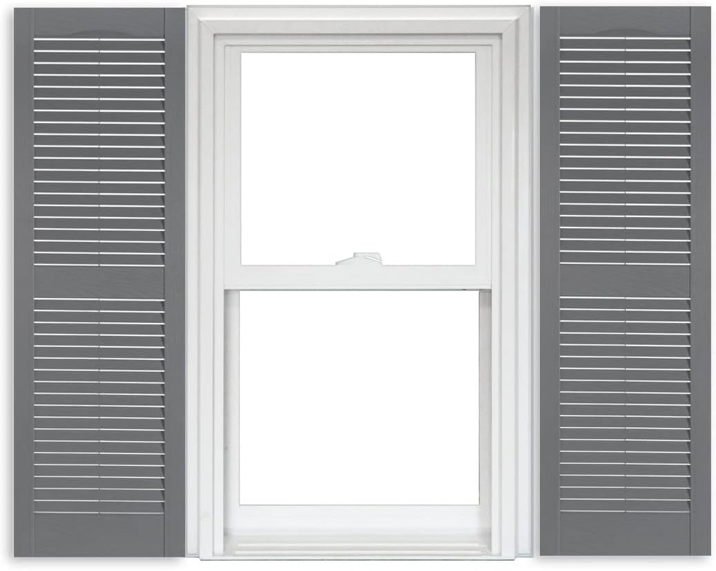 White Vinyl Louver Shutters 1 Pair 15 Inch x 63 Inch O54769